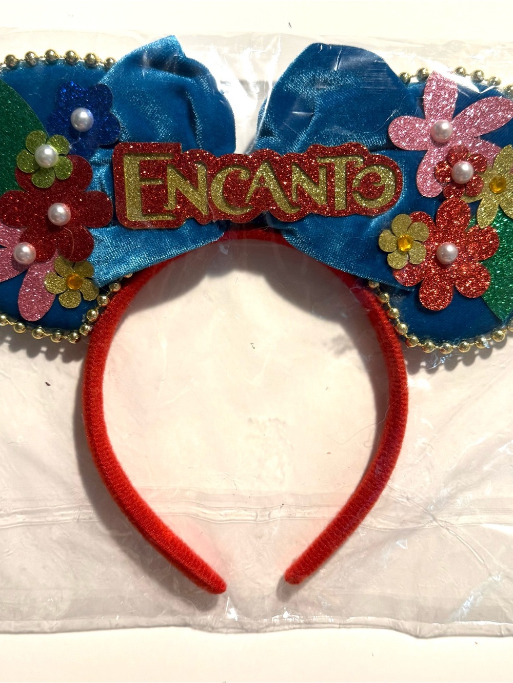 Encanto Flower Bow Headband - Blue & Red